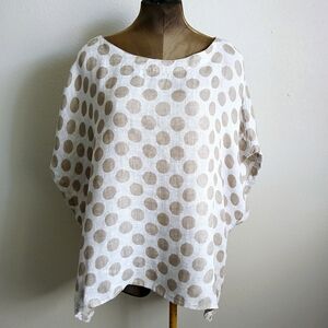 Flax White and Tan Polka Dot Blouse